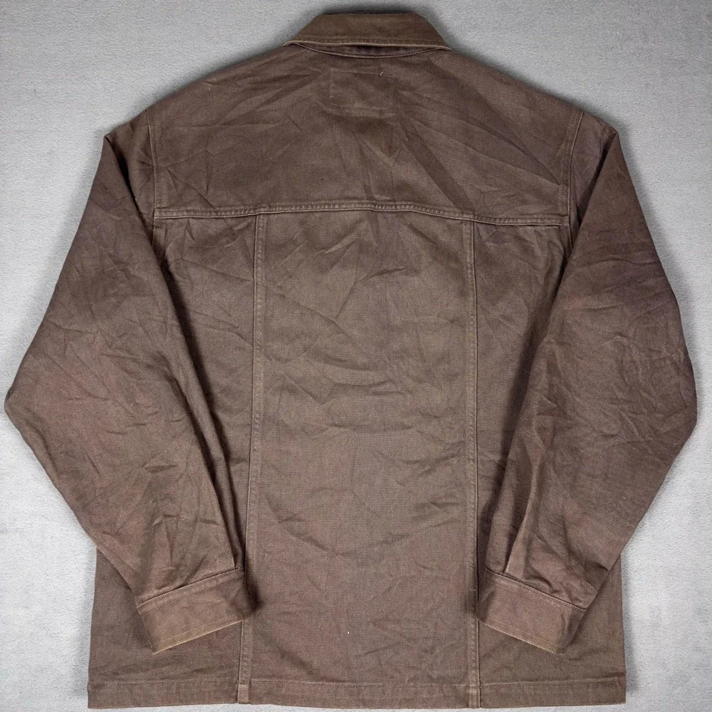 Vintage 90s Guess Jeans USA Brown Denim Trucker Jacket Made in USA Mens L - Picture 2 of 9